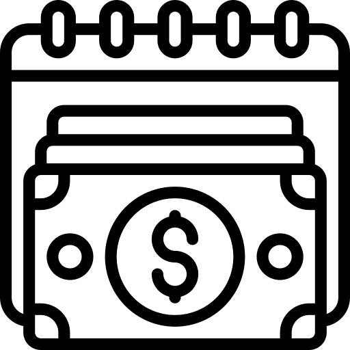 Calendar time and date pay day dollar icon