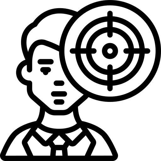 Headhunting professions and jobs search target icon