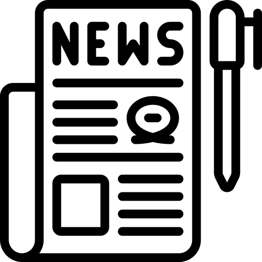 Newspaper pen job search communications icon