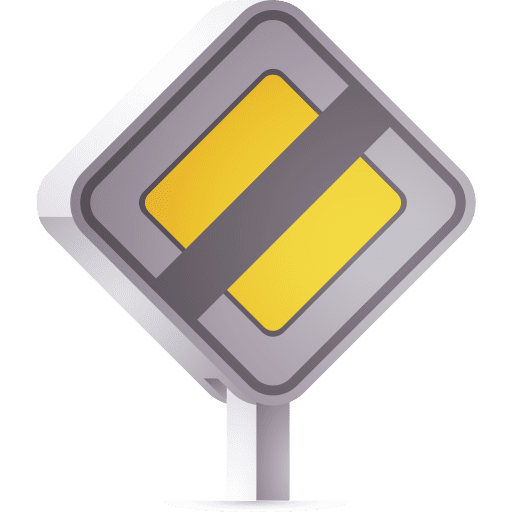 End of priority road sign regulation signaling icon