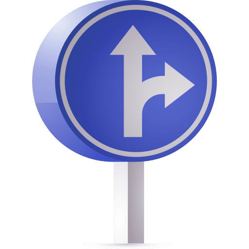 Go straight or right warning traffic sign go straight or right icon