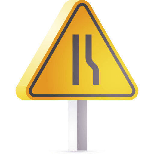 Narrow road narrow bridge narrow road traffic sign icon