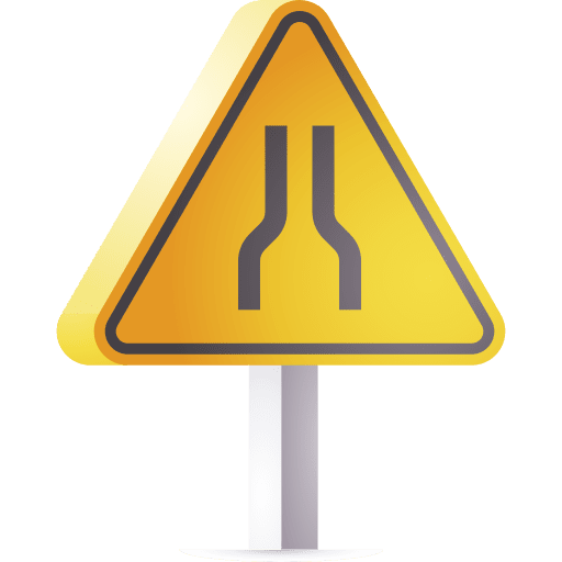 Narrow road traffic sign narrow road warning sign icon