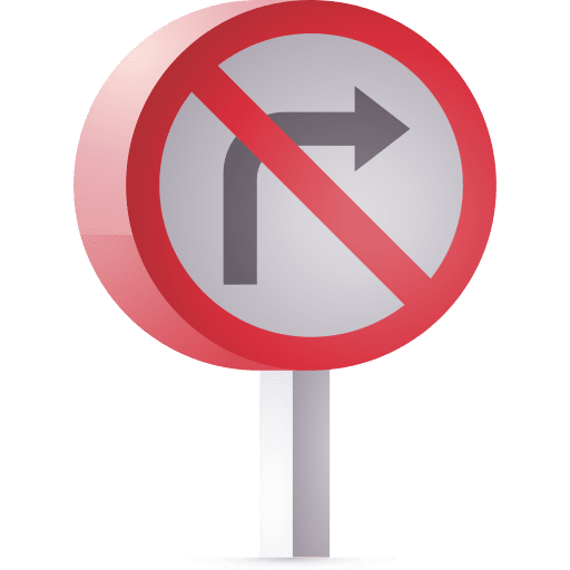 No turn right direction road sign no turn right icon