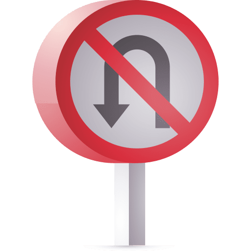 No turn signaling no turn forbidden icon