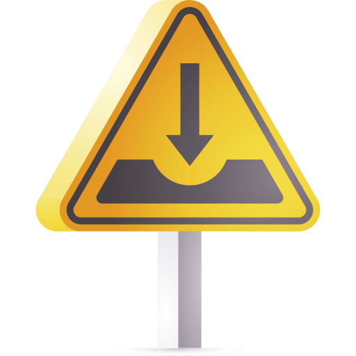 Pothole warning danger traffic sign icon