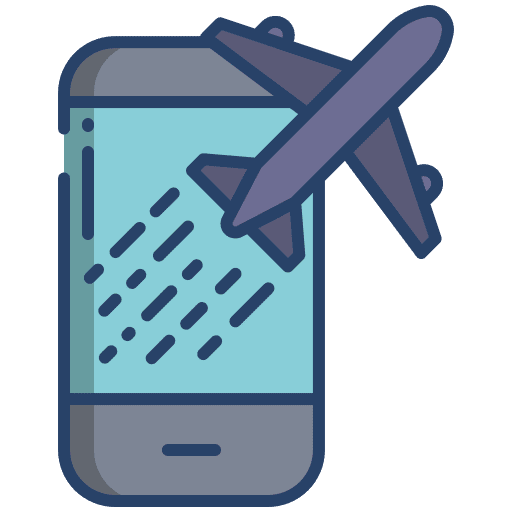 Mobile travelling flying flight icon