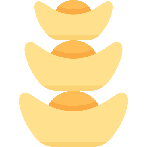 Gold oriental chinese new year ingot icon