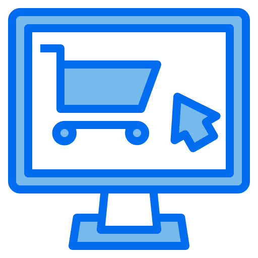 Online shopping social distance screen icon