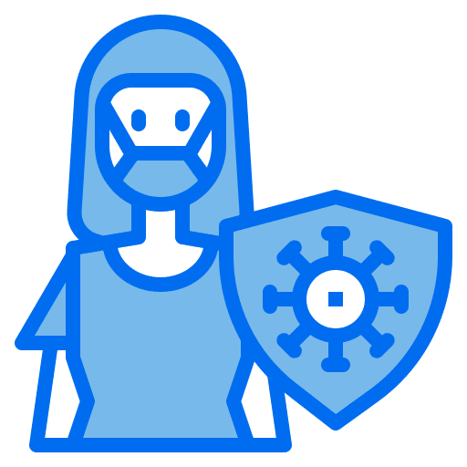 Female coronavirus social protection icon