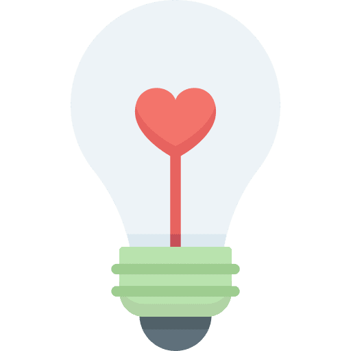 Light bulb romantic heart light bulb icon