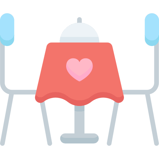 Romantic dinner food tray table romantic dinner icon