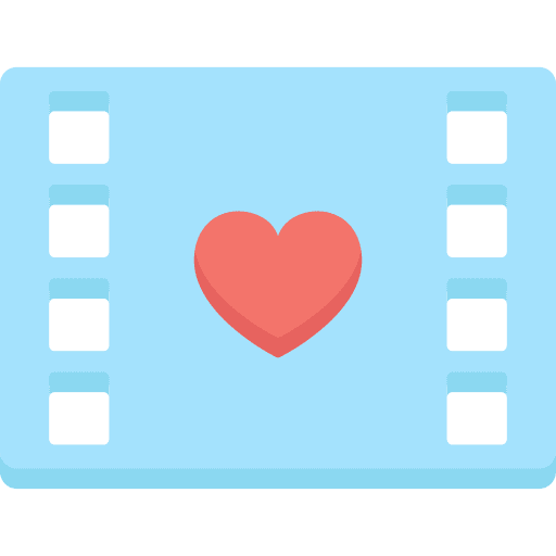 Romantic movie love film heart icon
