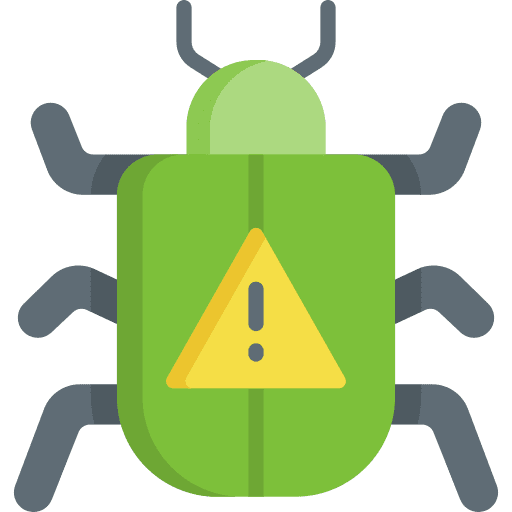 Bug virus warning threat network icon
