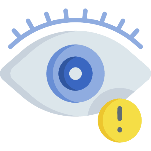 Spyware virus exclamation mark eye icon