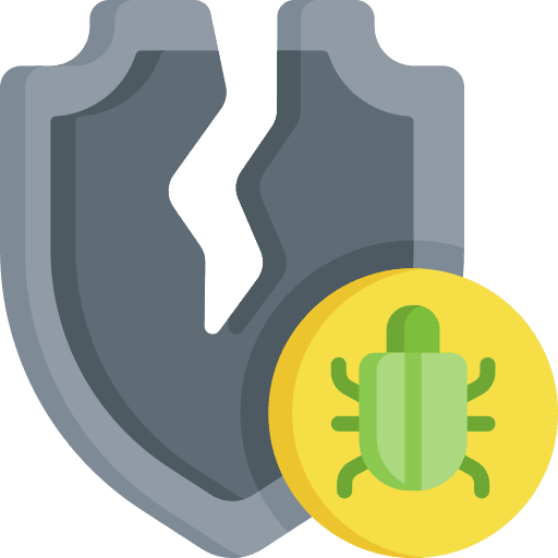 Broken shield hacking security ui icon