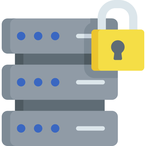 Database padlock database big data icon