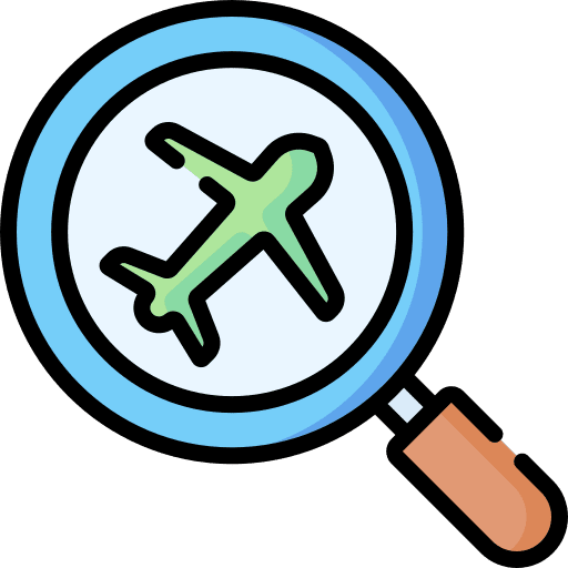 Search flight plane magnifier icon