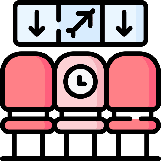 Waiting room area plane flight icon