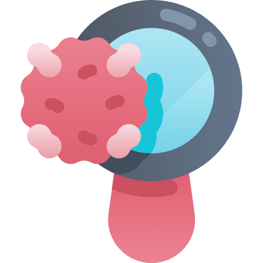 Virus magnifying glass covid lens icon