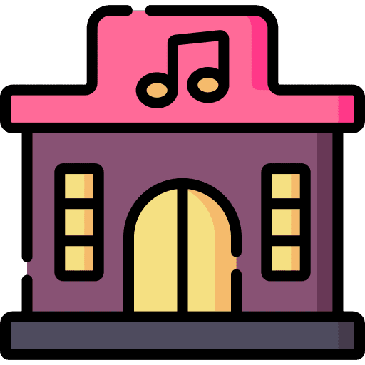 Clubhouse architecture and city clubhouse dance icon