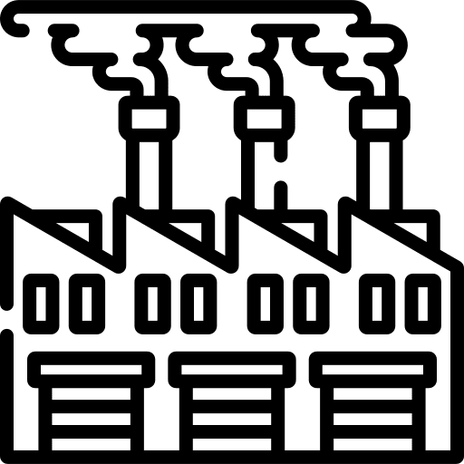 Factory pollution chimney industrial icon