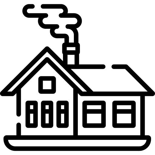 Chimney smoke pollution house icon