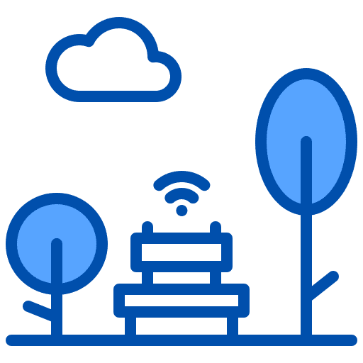 Park connectivity bench tree icon