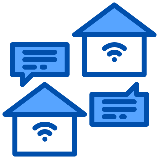 Chat chat bubble technological architecture and city icon