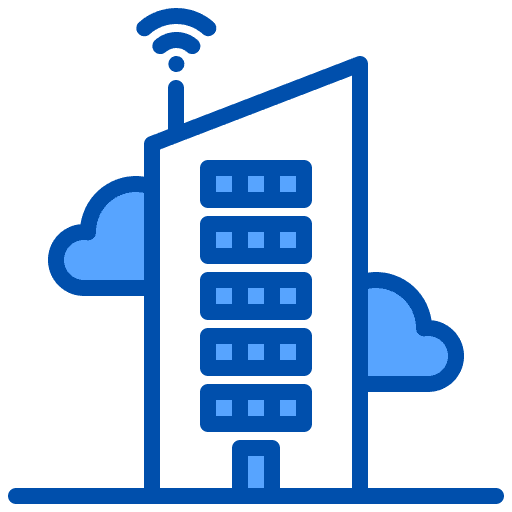 Wifi connection smart city buildings icon