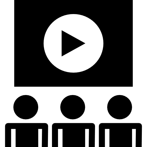 Movie with students audience play video symbol icon
