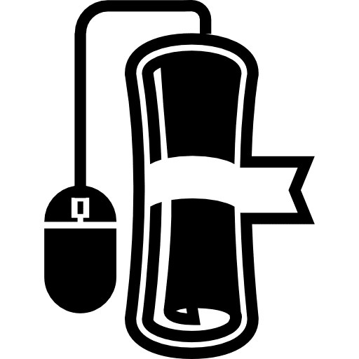 Online education graduation symbol with diploma and mouse education students pack graduation icon