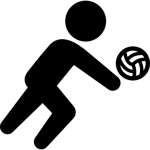 Volleyball player motion volley silhouette ball icon