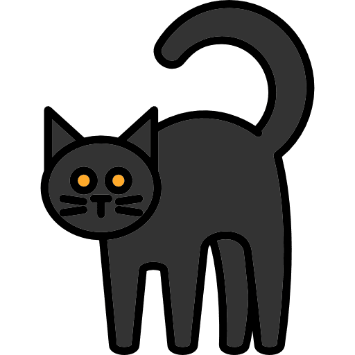 Black cat halloween pet animals icon