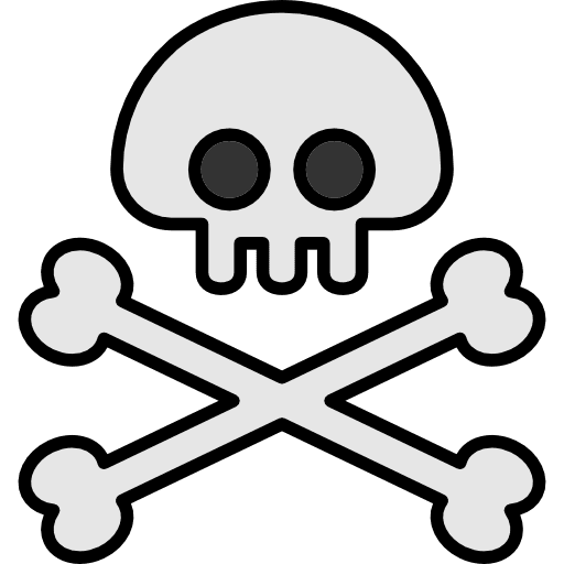 Skull and bones pirate game over jolly roger icon