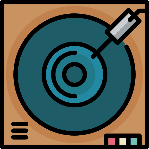 Vinyl technology music and multimedia phonograph icon