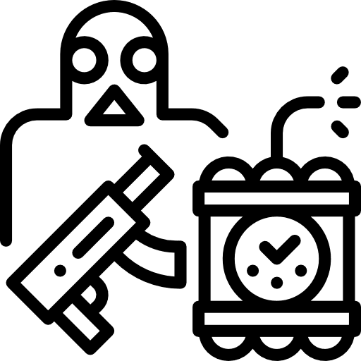 Terrorist insurance masked security icon