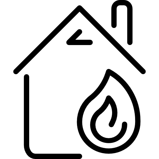 Fire flames architecture and city house icon