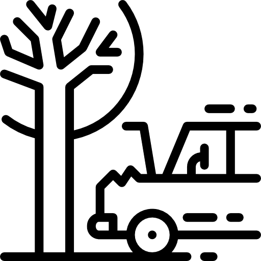 Broken tree smoke car icon