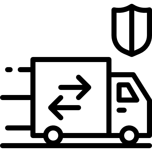 Transport trucks shield transportation icon