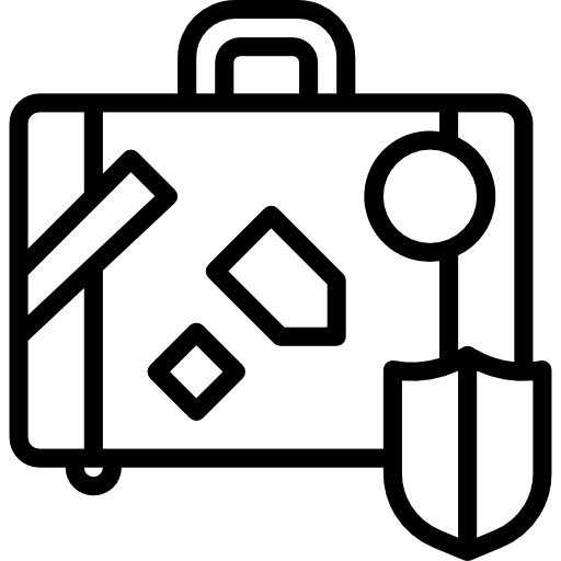 Travel insurance travelling shield suitcase icon