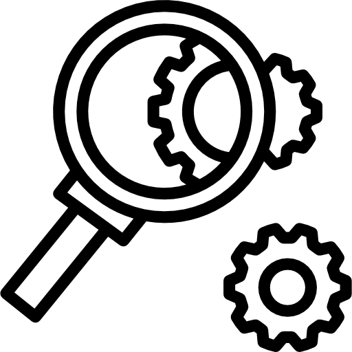 Analyze exam magnifier loupe icon
