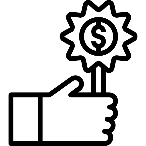 Bid hands and gestures coin dollar icon