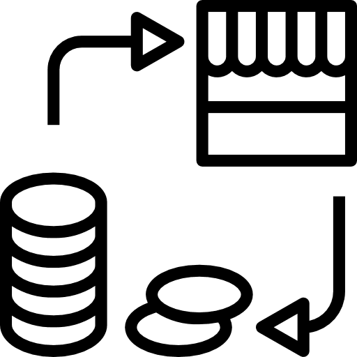 Buying arrows currency business and finance icon