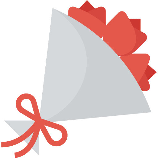 Bouquet flowers birthday and party roses icon