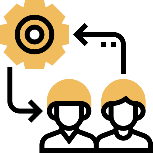 Negotiation gears together people icon