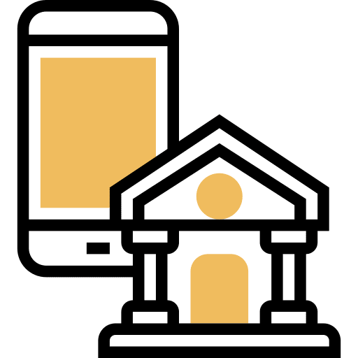 Banking architecture cellphone architecture and city icon