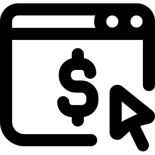Pay per click cursor coin business icon