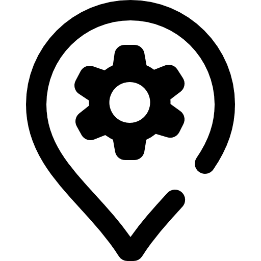 Location pin gears map pointer cogwheel icon