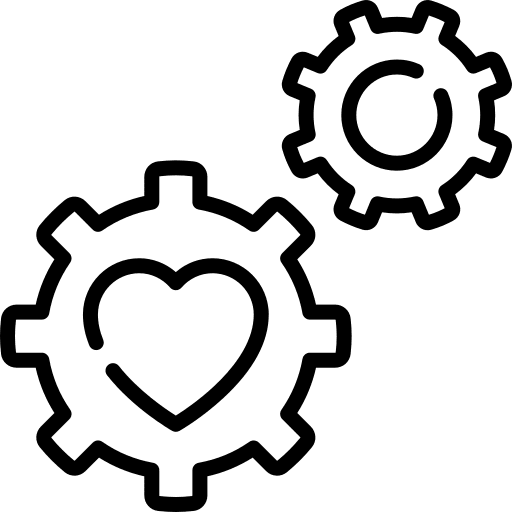 Gears heartbeat gears gear icon